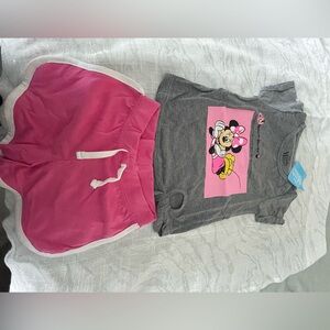 Disney Minnie Mouse Gray and Pink Tee